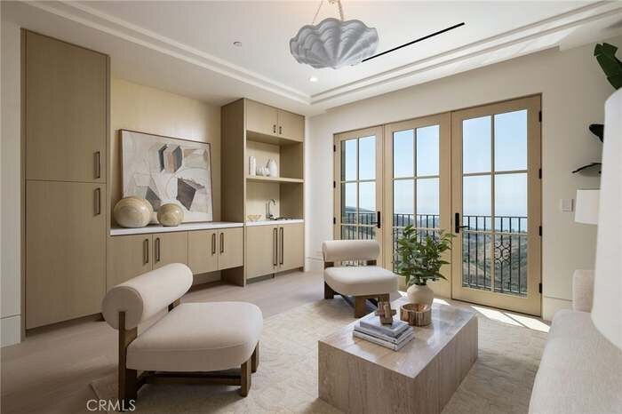 Sitting room opening toward a terrace